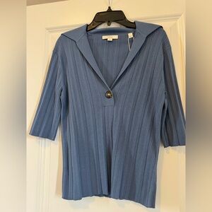 Vince Blue Ribbed Knit Top